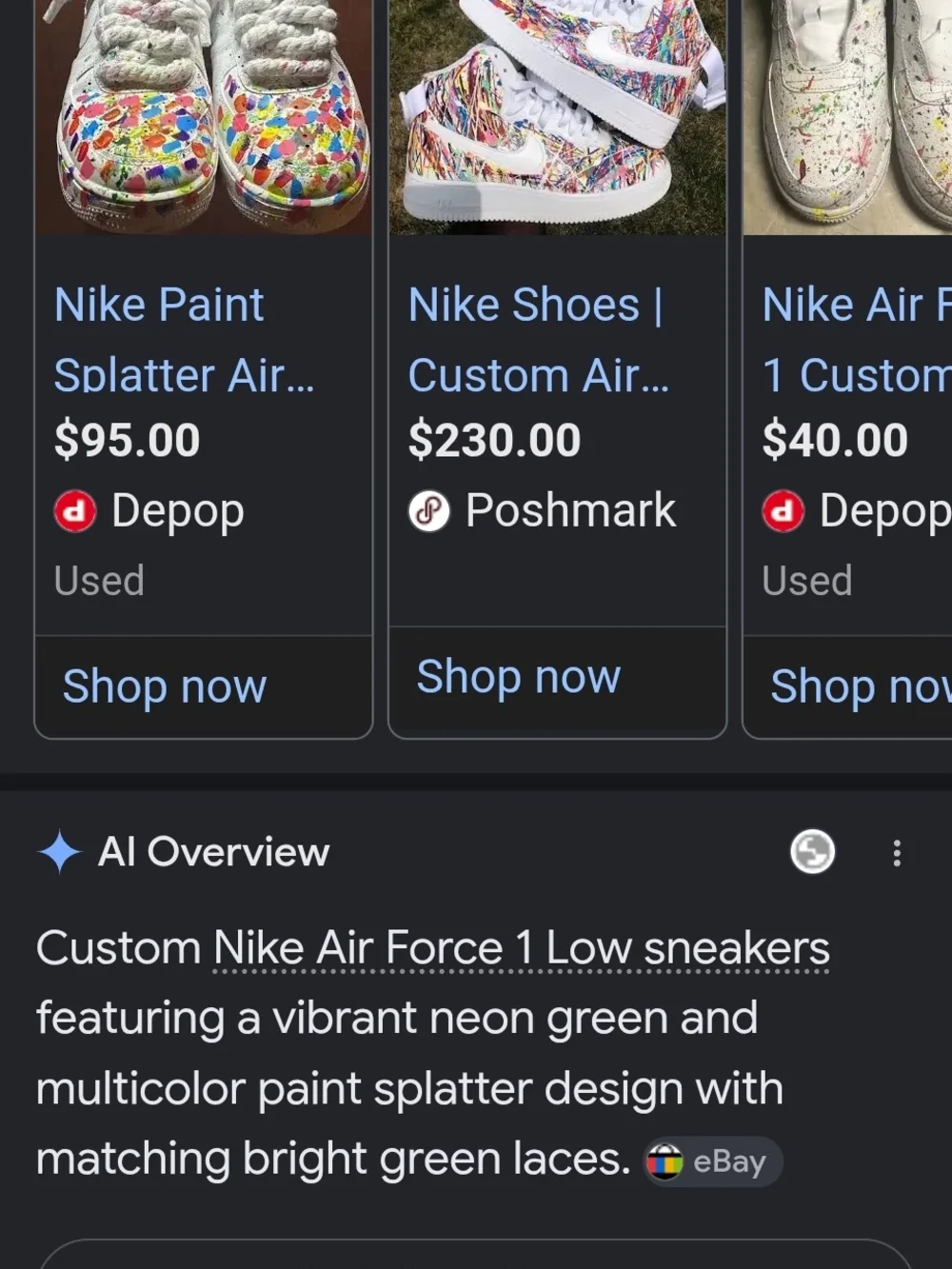 Custom NIKE Air Force 1's Size Boys 6Y New W/O Tags